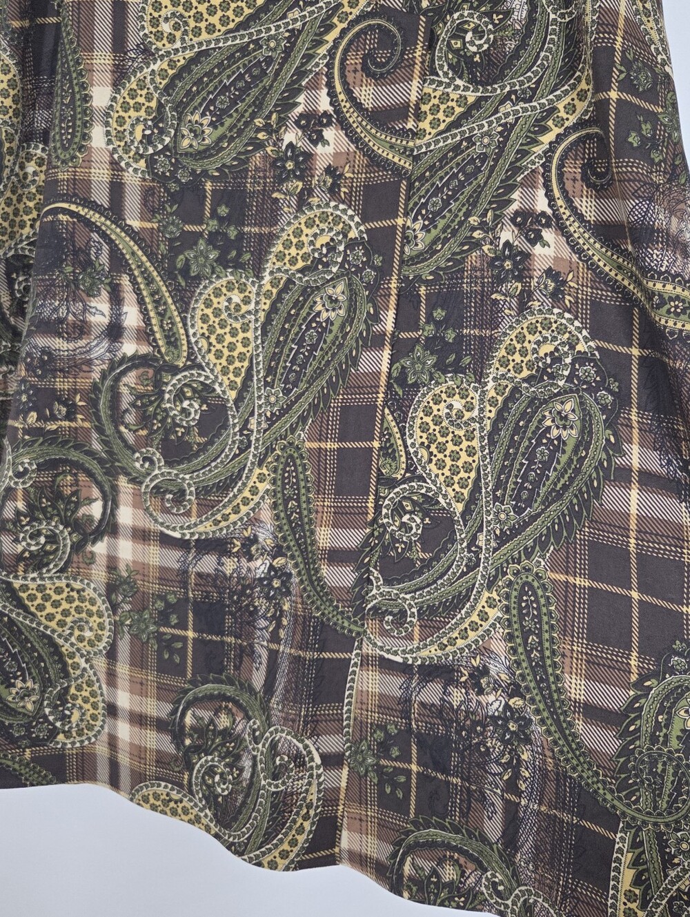 Vtg Y2K Cato Paisley Plaid Midi Skirt 12 Grunge Whimsigoth Academia Forest Boho - Picture 4 of 9